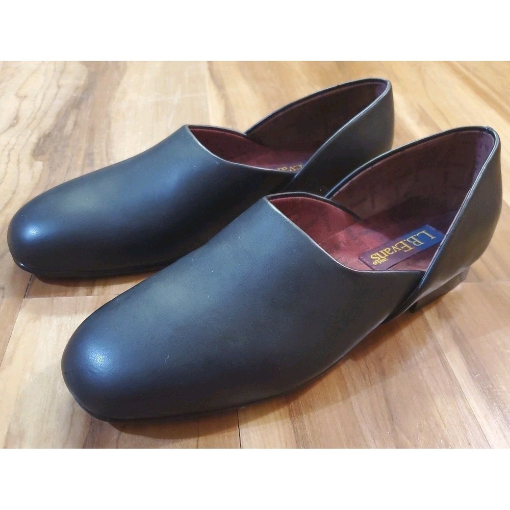 LB Evans‎ Womens Black Leather Loafers Size 11